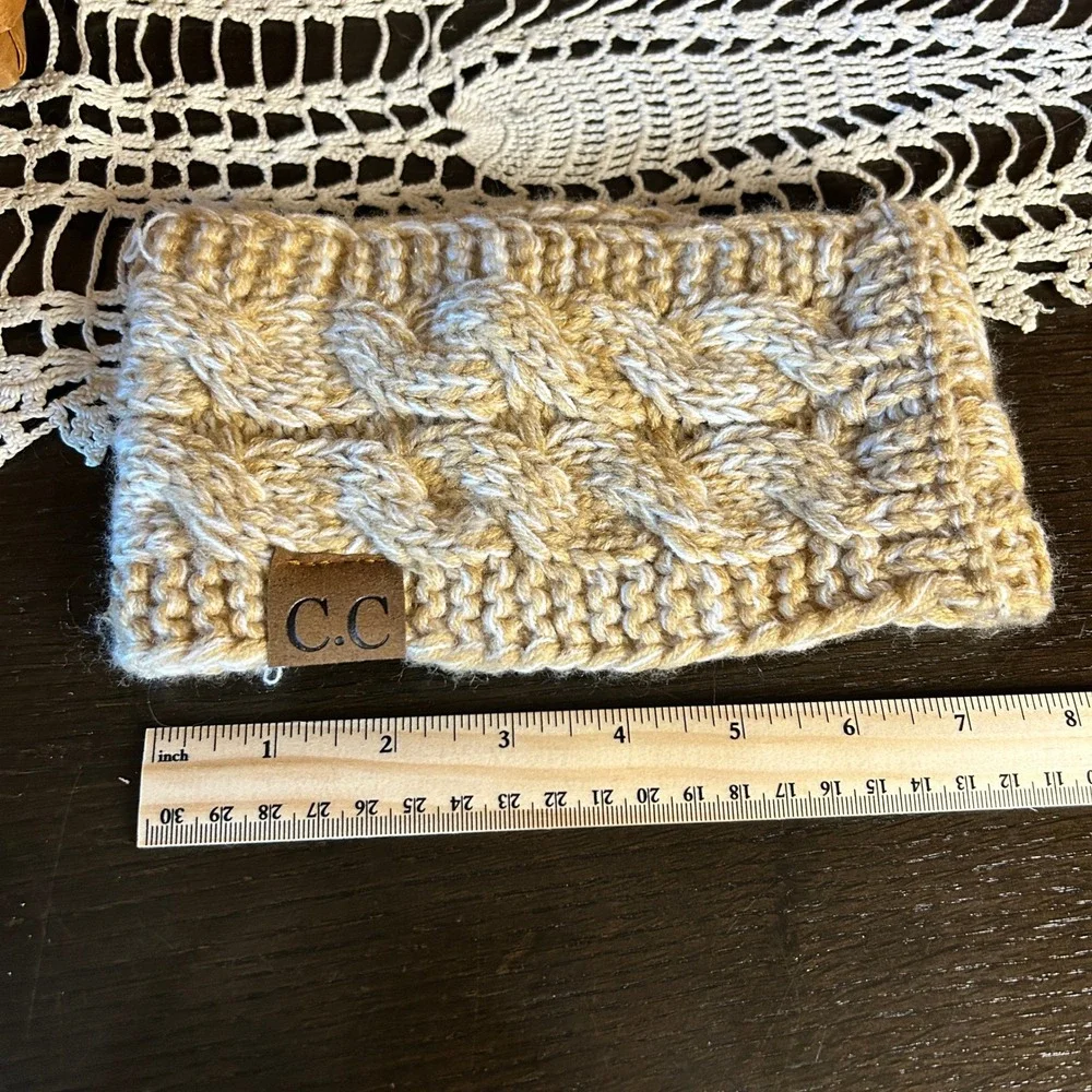 C.C. Cable Knit Headband Ear Warmer Tan Cream‎ Braided Warm Winter Fashion
